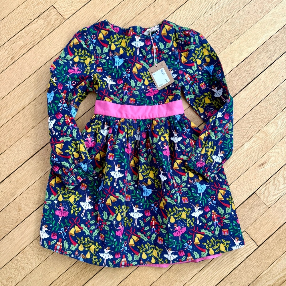 Mini Boden Nutcracker Ballet Holiday Dress Corduroy Size 7-8 NWT